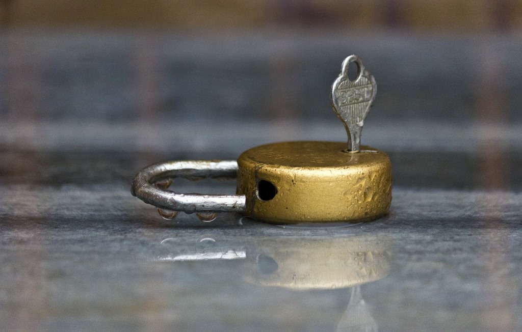 padlock with a key attached