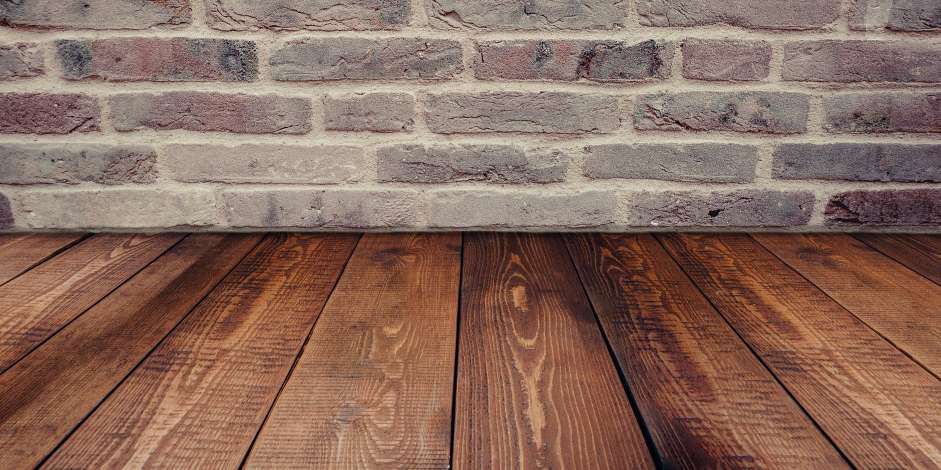 wood floor and brick wall